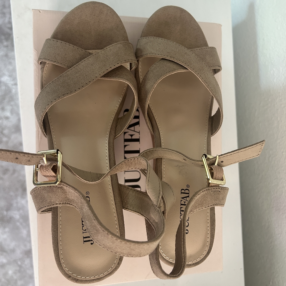 JustFab Tan Strappy Sandals